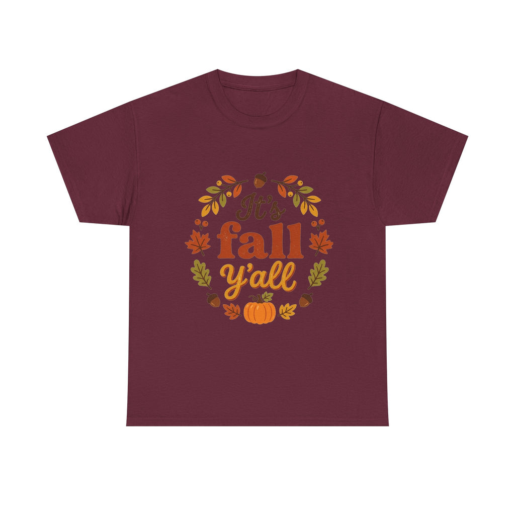 It's Fall Y'all T-Shirt — Autumn Leaves Pumpkin Graphic Tee