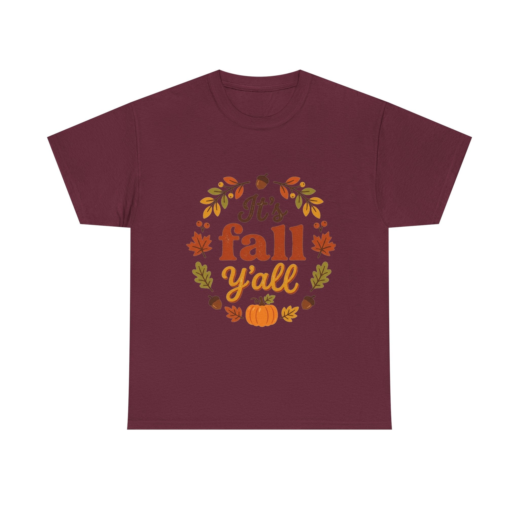It's Fall Y'all T-Shirt — Autumn Leaves Pumpkin Graphic Tee