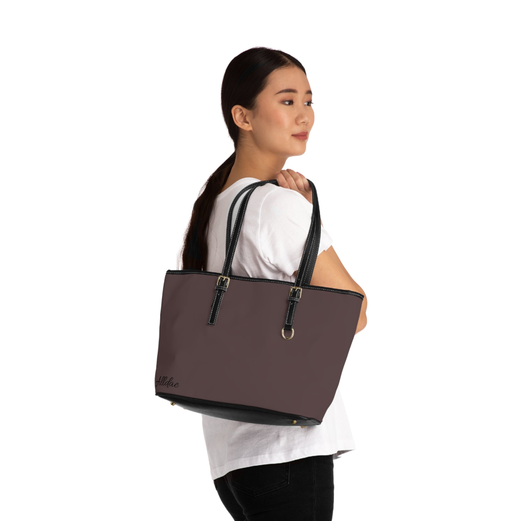 PU Leather Shoulder Bag — Classic Brown Tote for Everyday Use