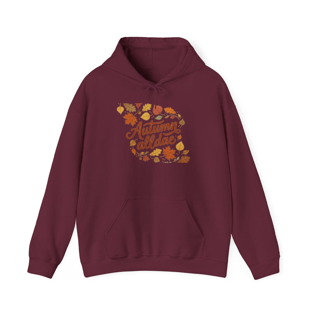 Autumn All Day Hoodie — Fall Leaves Graphic Sweatshirt