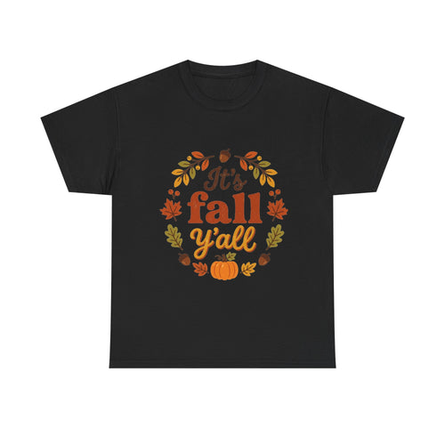 It's Fall Y'all T-Shirt — Autumn Leaves Pumpkin Graphic Tee