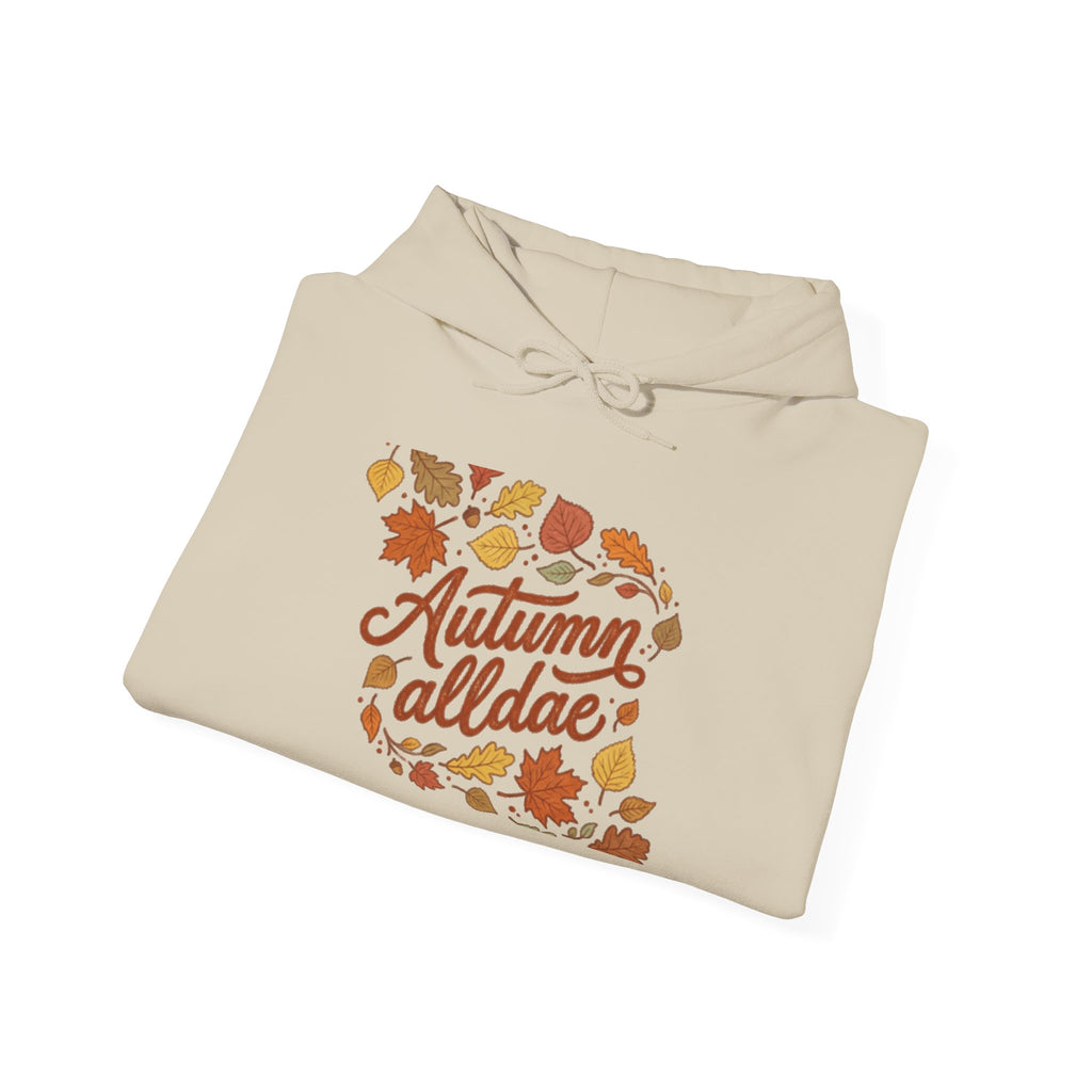 Autumn All Day Hoodie — Fall Leaves Graphic Sweatshirt