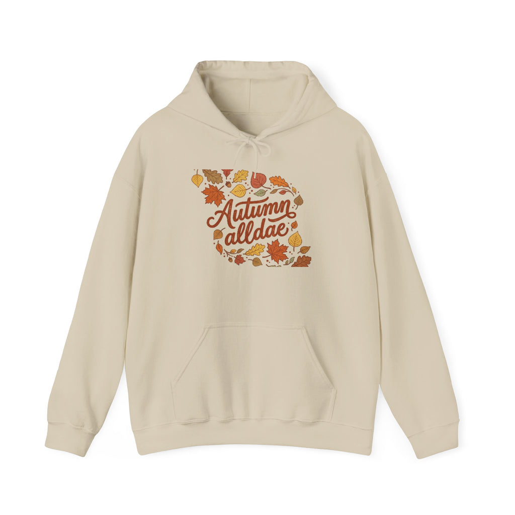 Autumn All Day Hoodie — Fall Leaves Graphic Sweatshirt