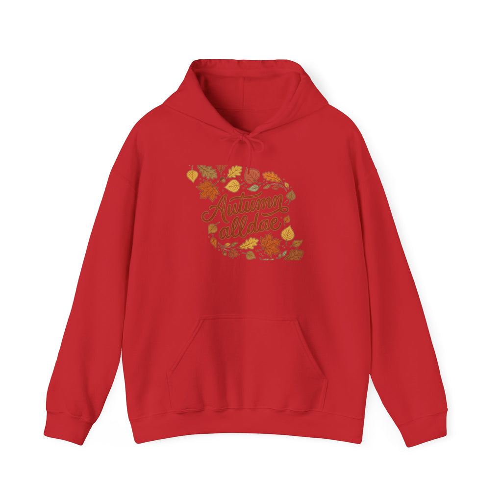 Autumn All Day Hoodie — Fall Leaves Graphic Sweatshirt