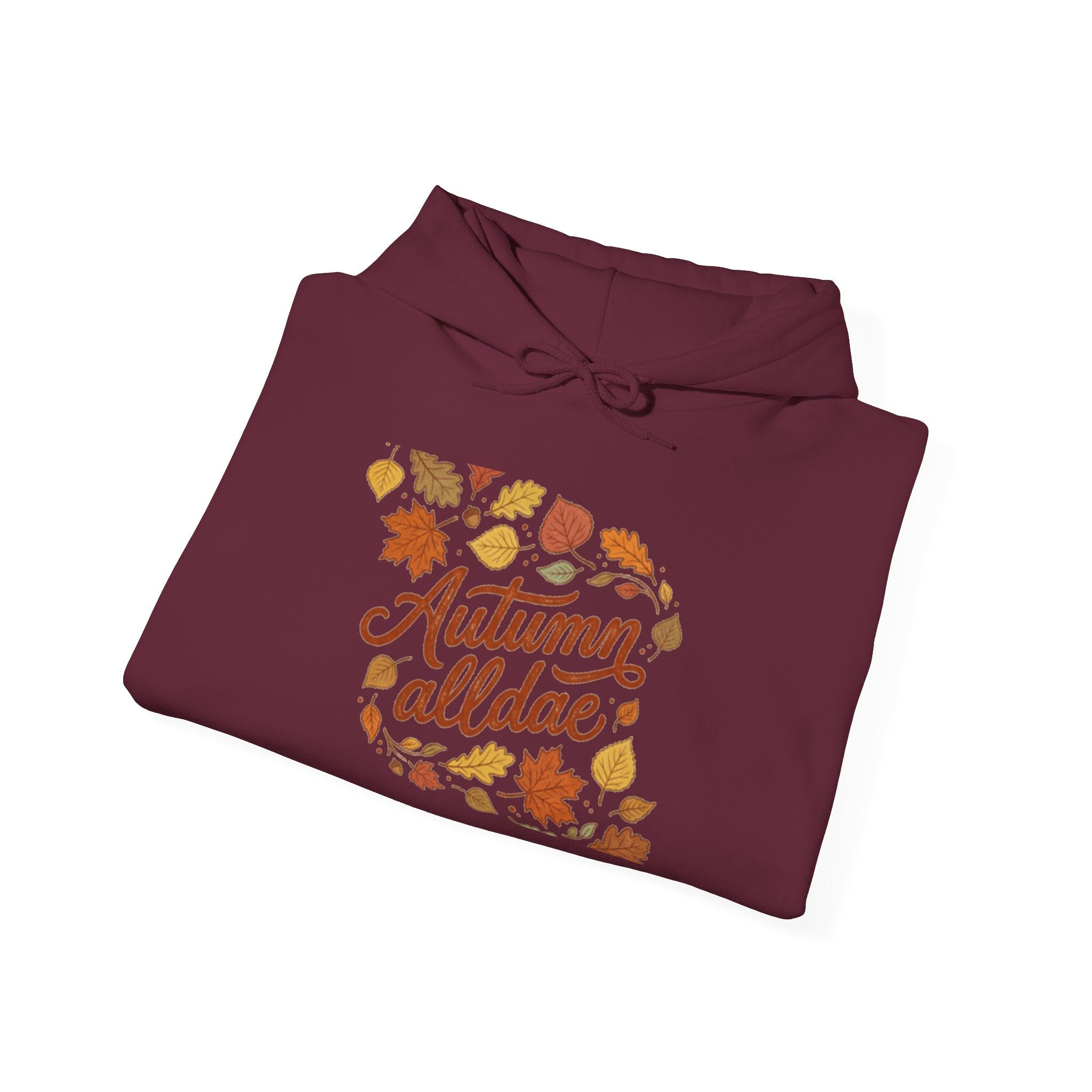 Autumn All Day Hoodie — Fall Leaves Graphic Sweatshirt