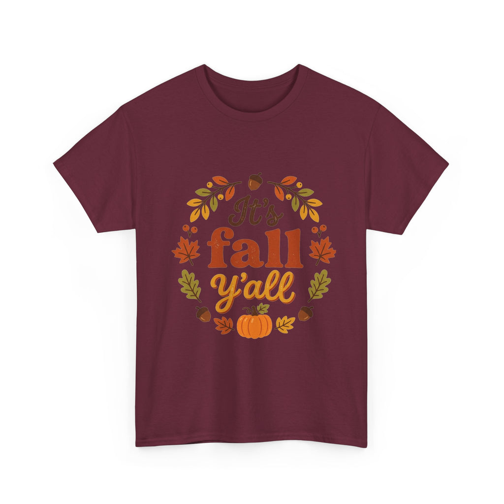 It's Fall Y'all T-Shirt — Autumn Leaves Pumpkin Graphic Tee
