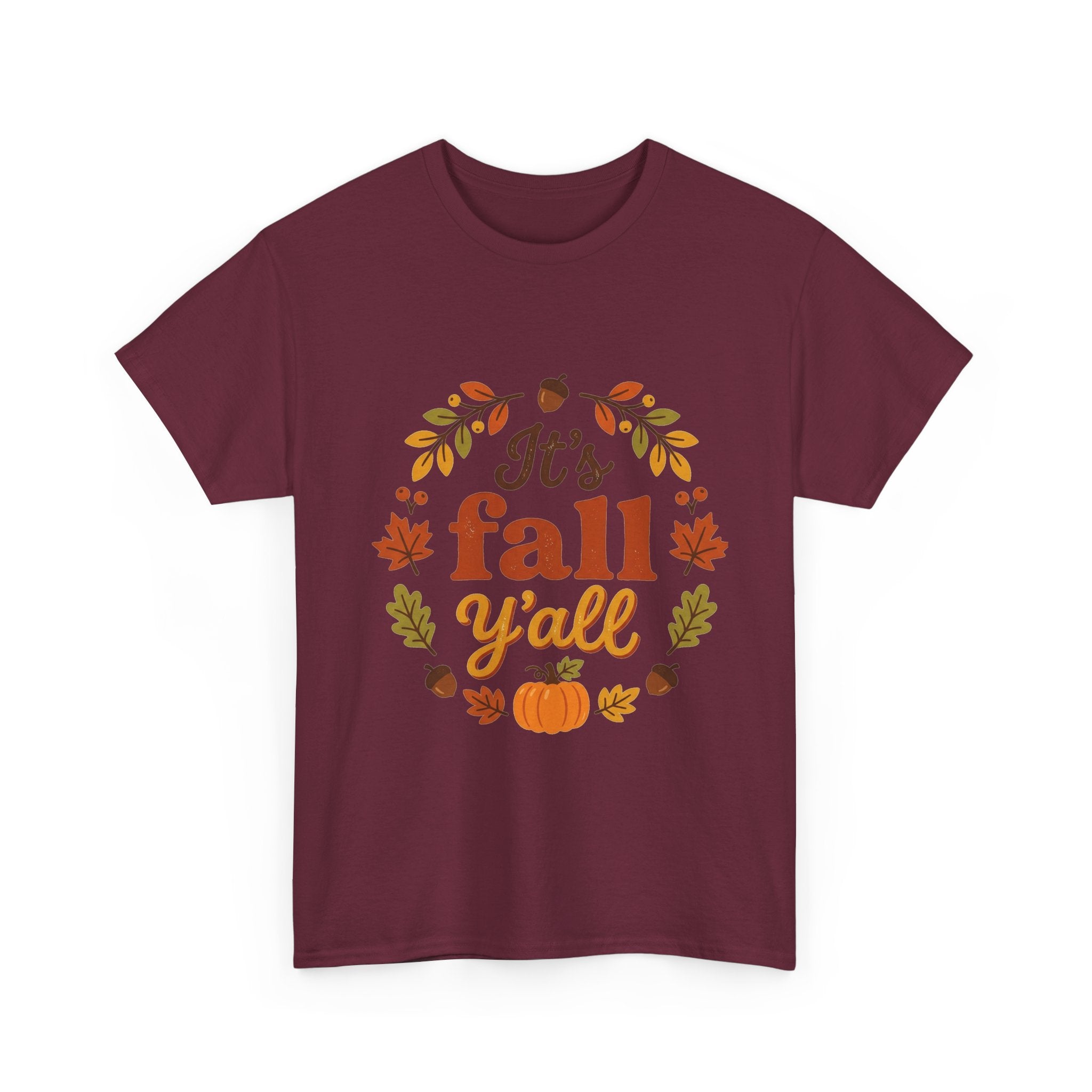 It's Fall Y'all T-Shirt — Autumn Leaves Pumpkin Graphic Tee